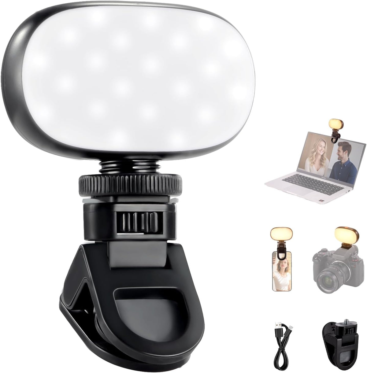 NEEWER Basics Luz Portátil para Selfie, 3W con Clip para Teléfono P...