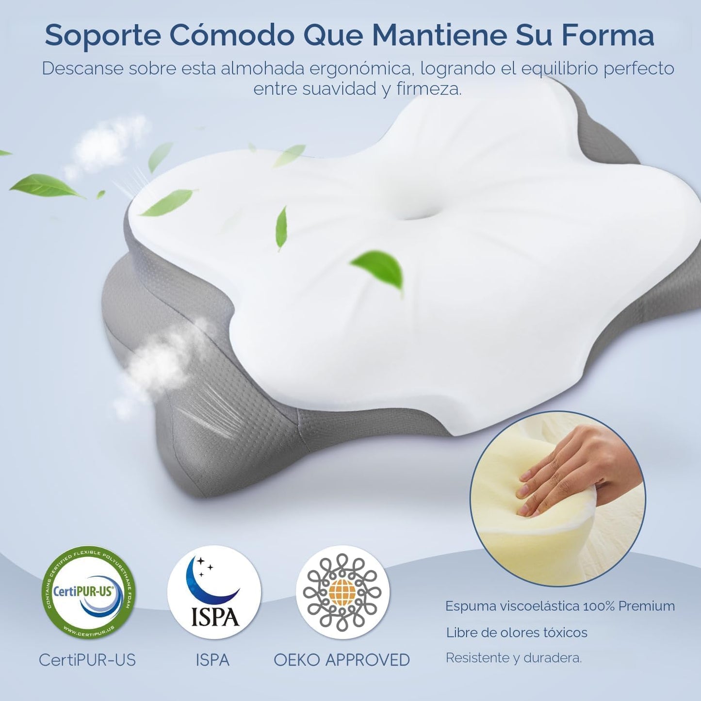 CosBed Almohada cervical para el cuello, almohada de espuma viscoel...