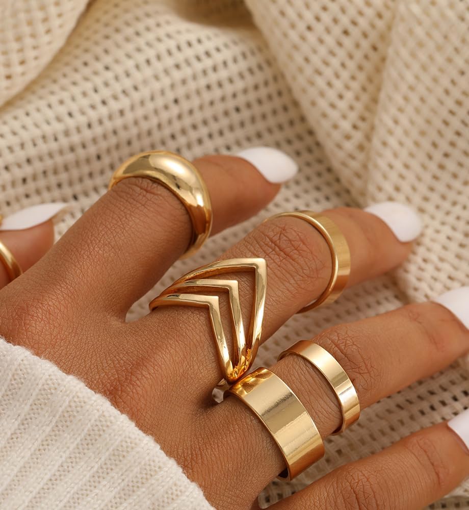 iF YOU Juego de 25 anillos dorados de nudillos para mujer, anillos...