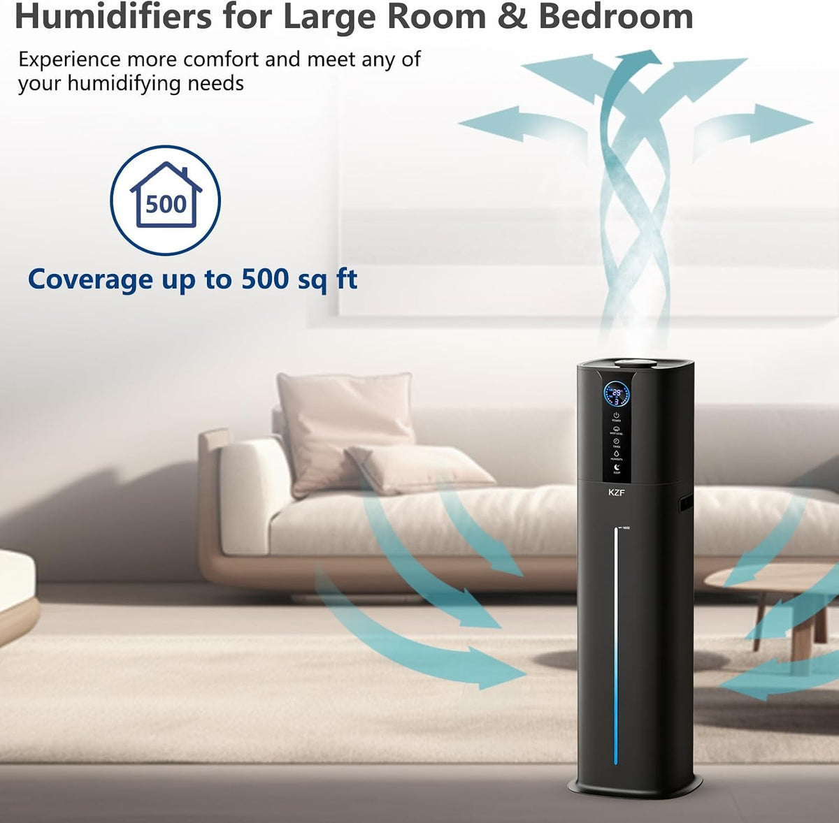 KZF Humidificadores inteligentes de 9L para dormitorio, habitación...