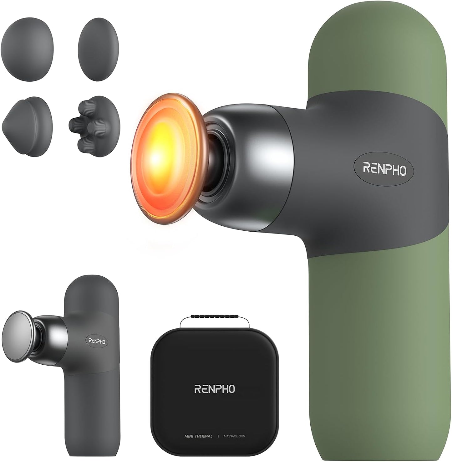 RENPHO Mini pistola de masaje térmico con calor, carcasa de silicon...