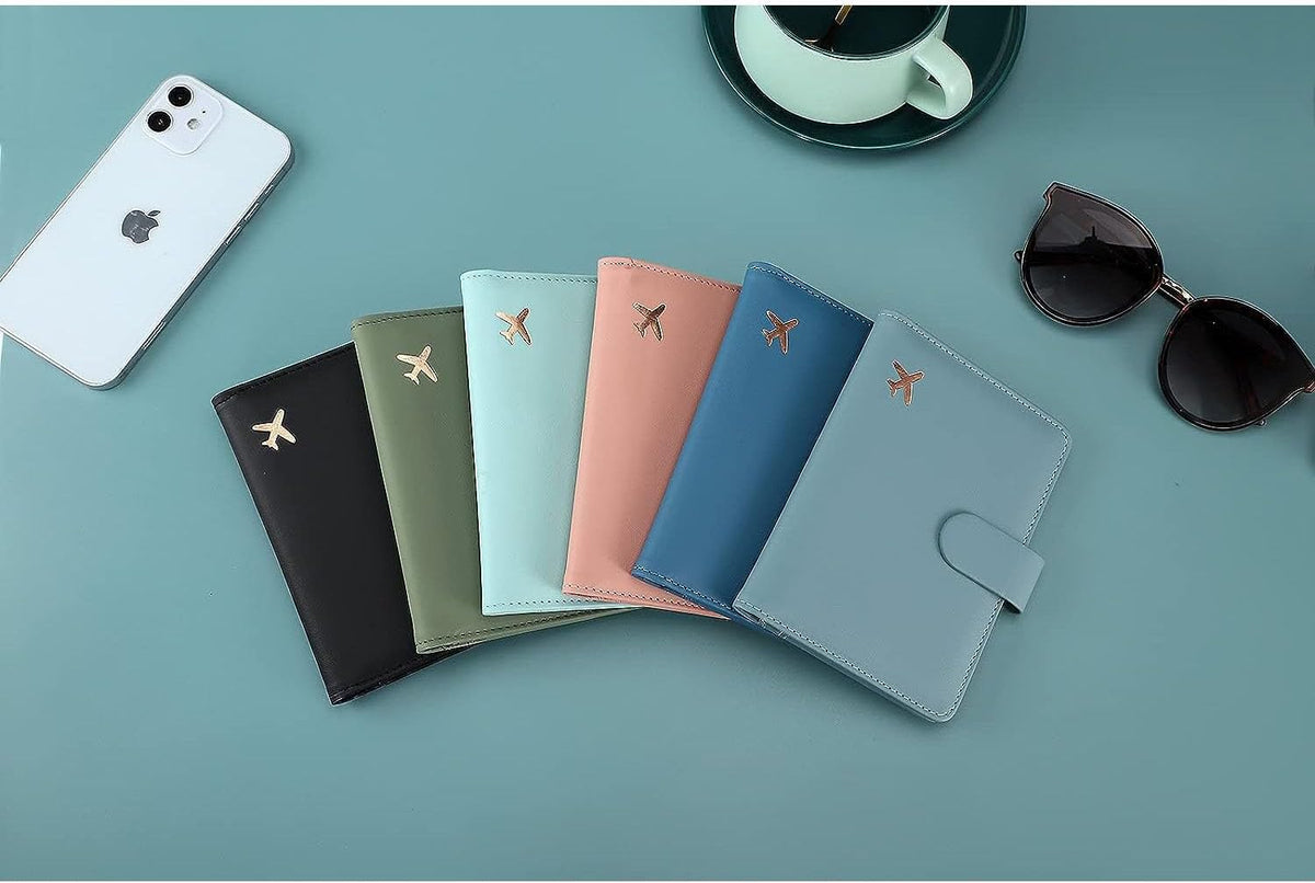 Melsbrinna Funda de cuero prémium para pasaporte, impermeable, con...