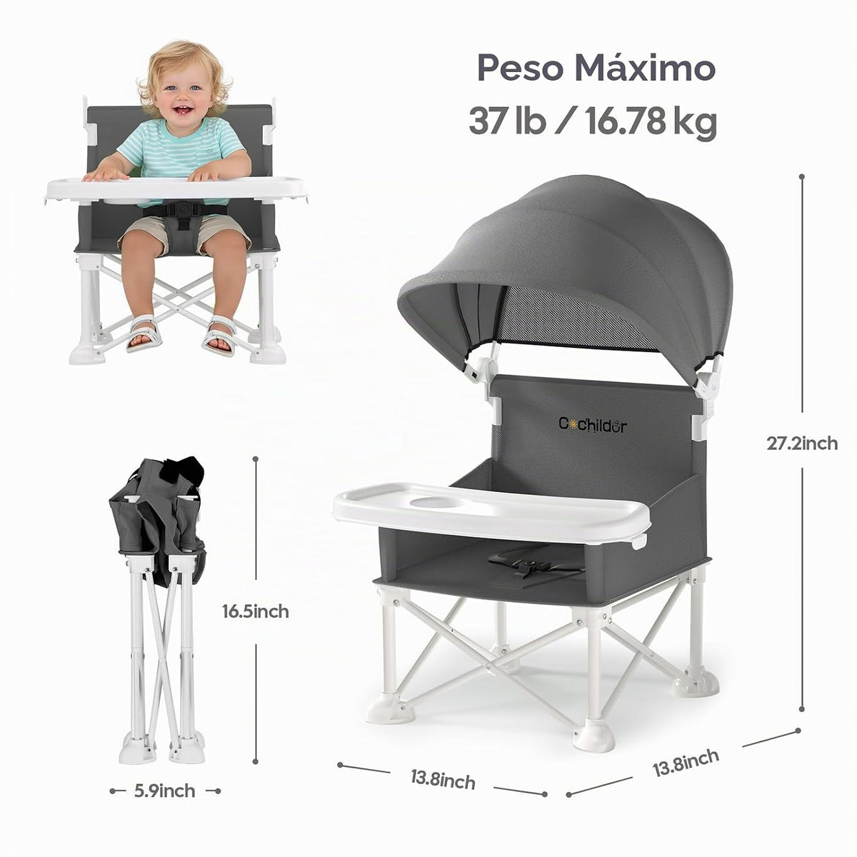 Cochildor - Silla de bebé portátil 4 en 1, asiento elevador plegabl...