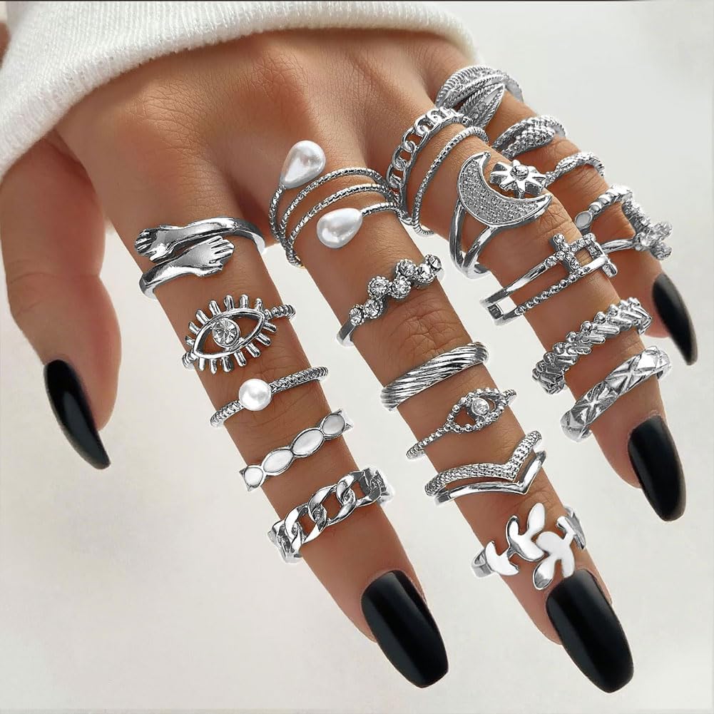 CHICUTIE Juego de anillos dorados para nudillos para mujeres, apila...