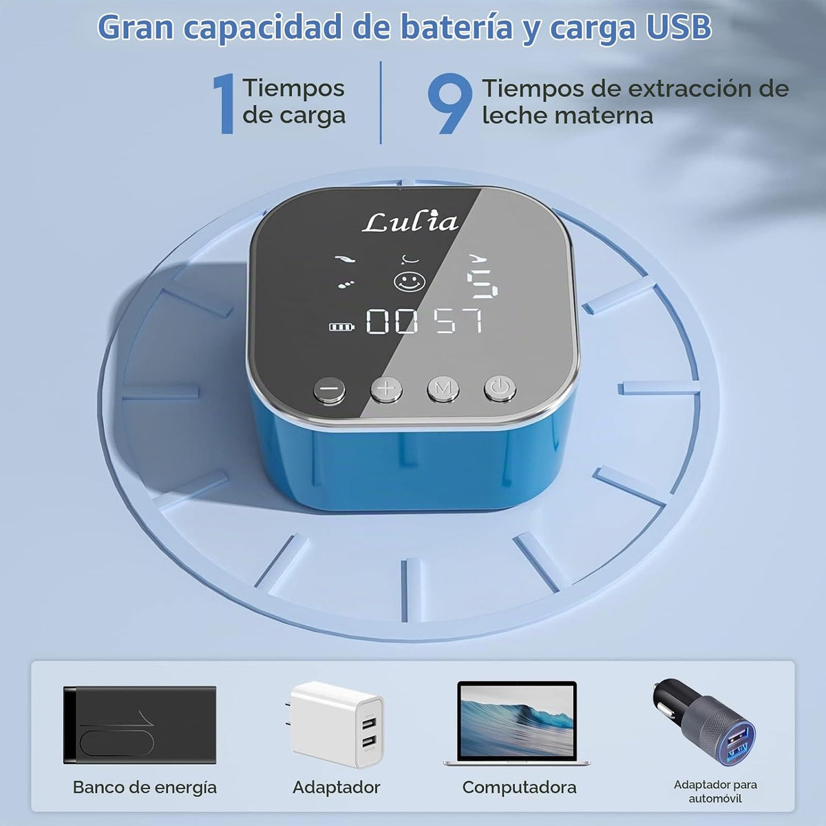 Lulia Extractor de leche eléctrico doble, 4 modos y 9 niveles de ex...