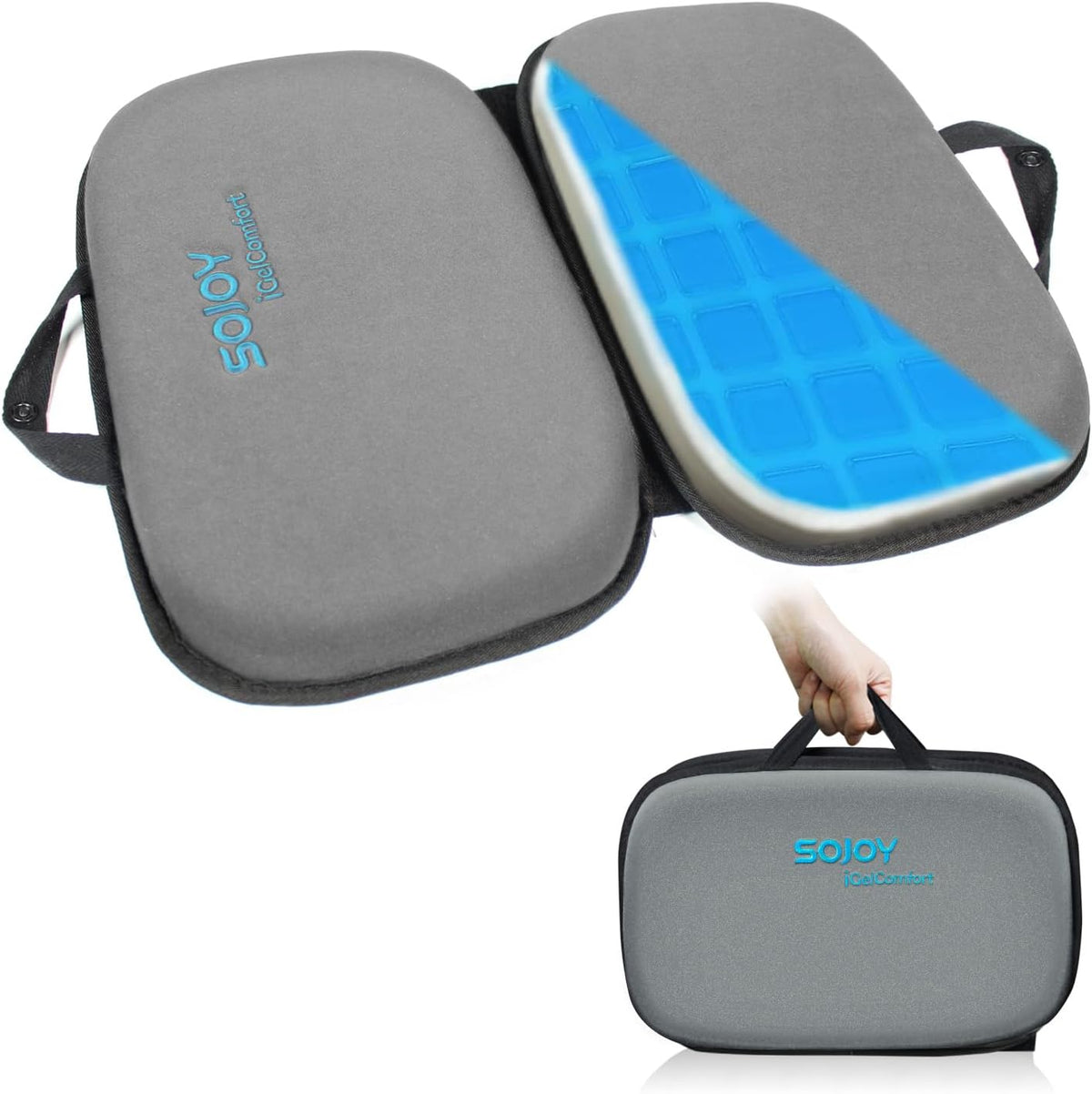 Sojoy iGelComfort 3-en-1 Cojín de asiento de gel plegable y espuma...