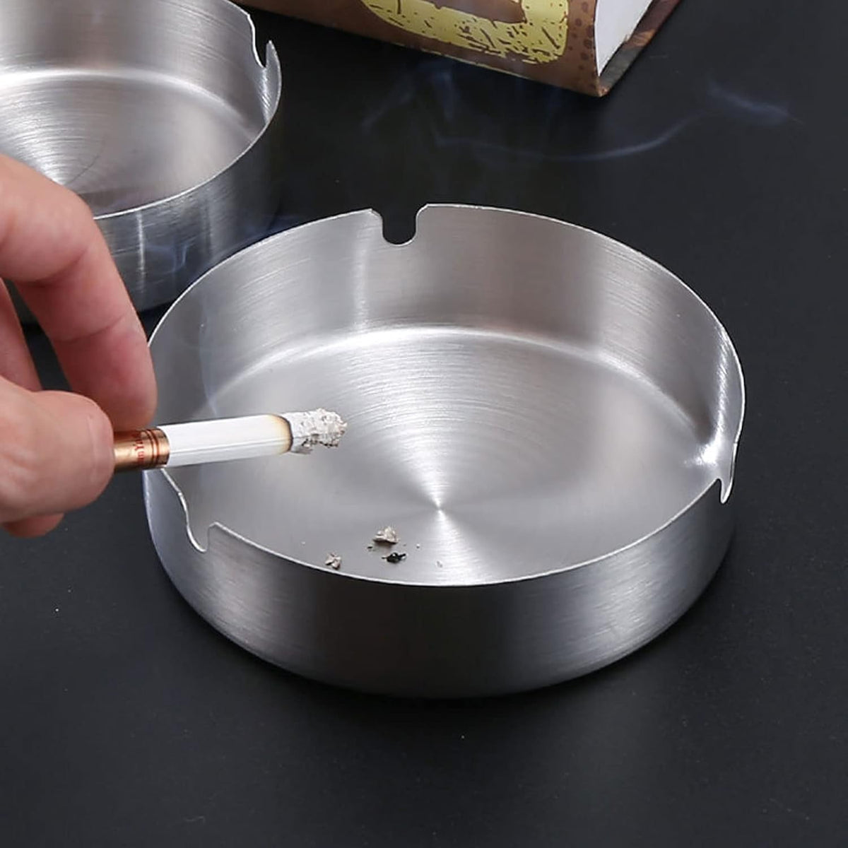 Cenicero de acero inoxidable para cigarrillos, bandeja de cenizas p...