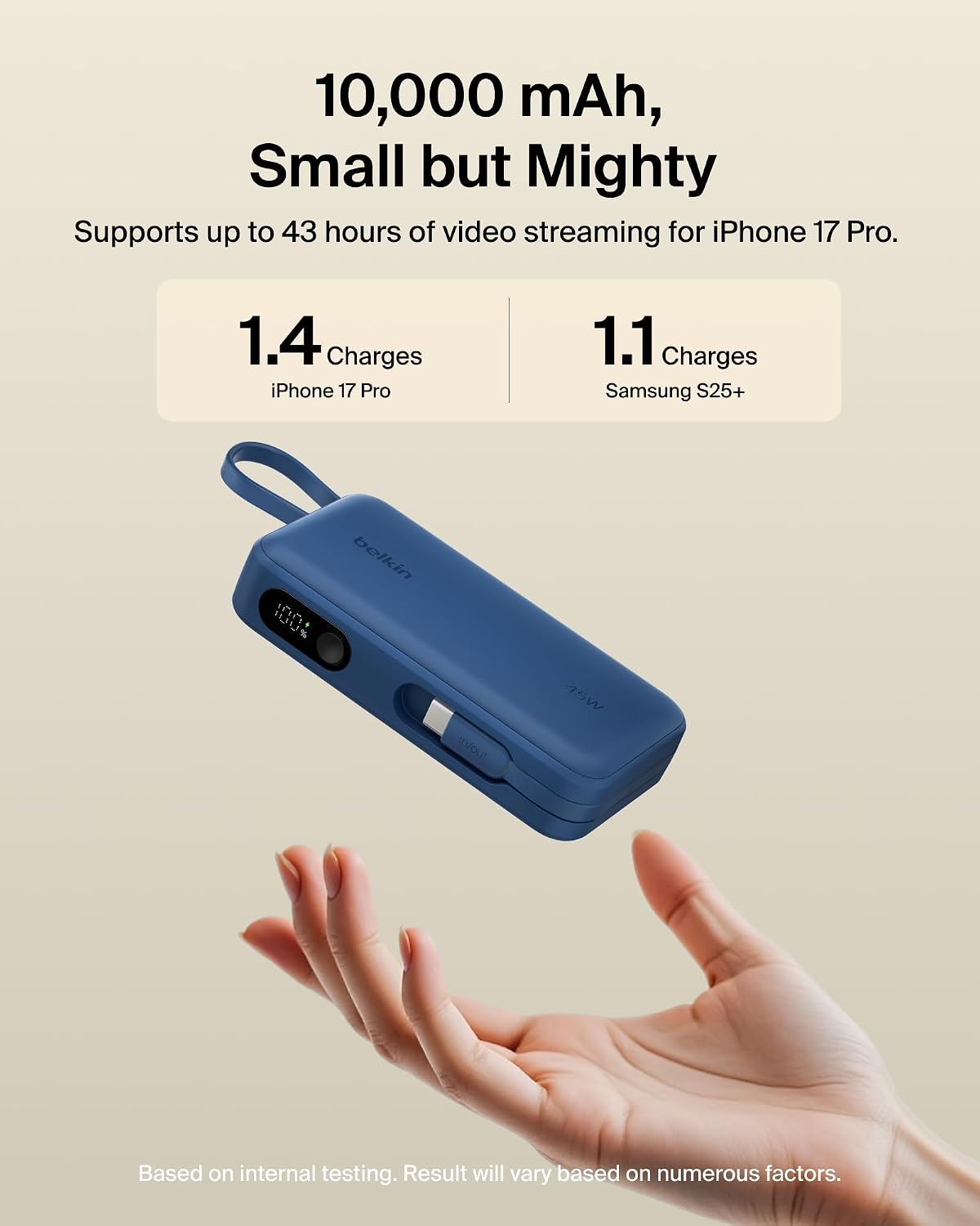 Belkin 10000mAh 45W Cargador portátil Power Bank con cable USB C in...