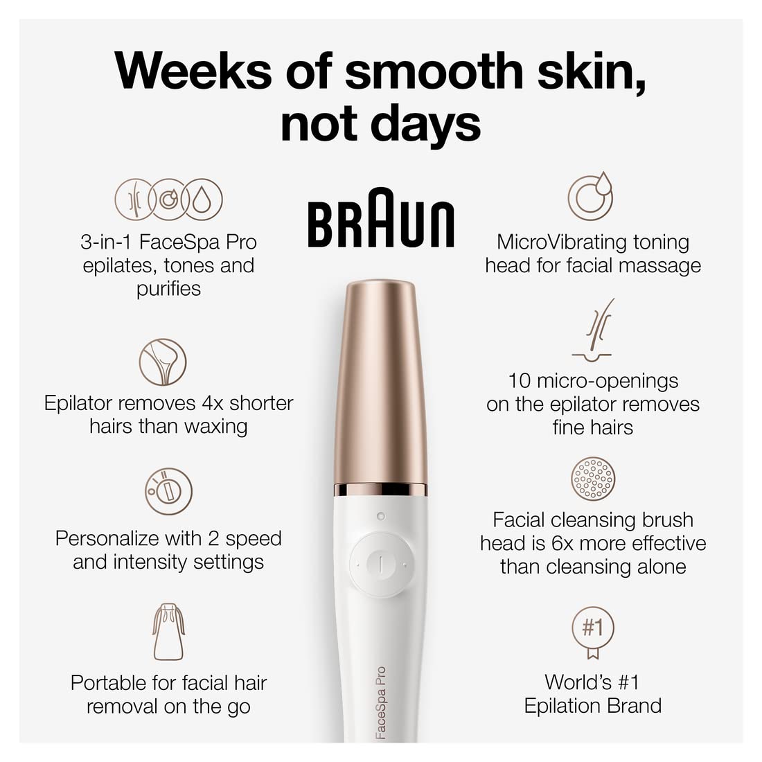 Braun Depiladora facial Facespa Pro 911, depilación facial para muj...