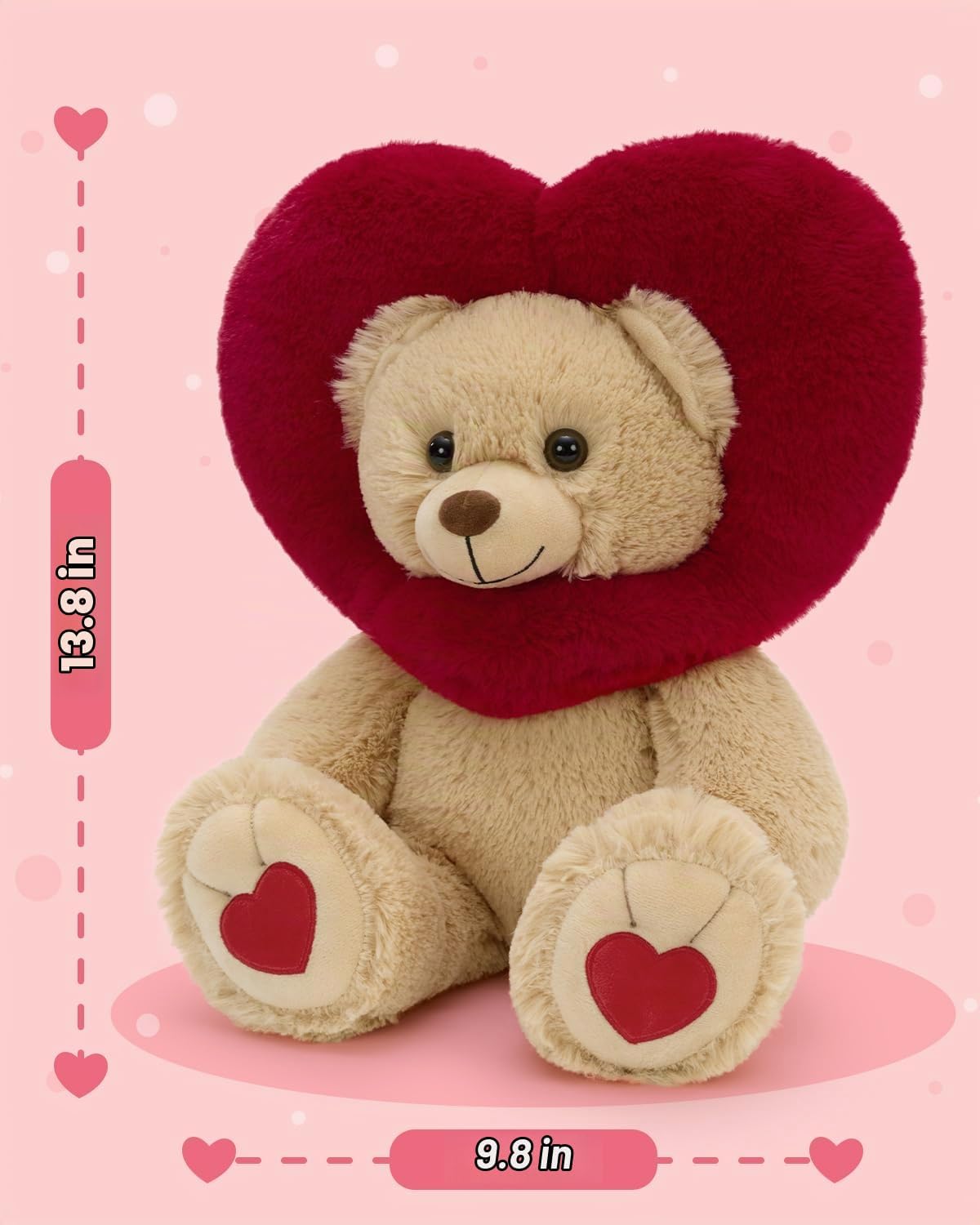 MaoGoLan Oso de peluche de San Valentín con capucha en forma de cor...