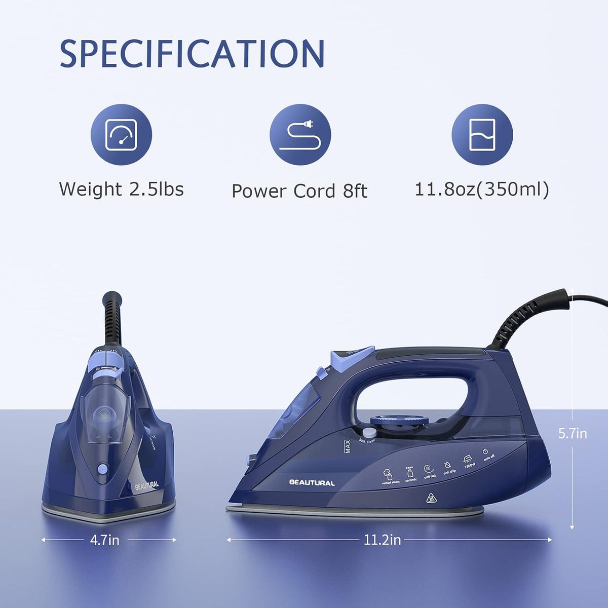 BEAUTURAL Plancha de vapor para ropa con esfera de termostato de pr...