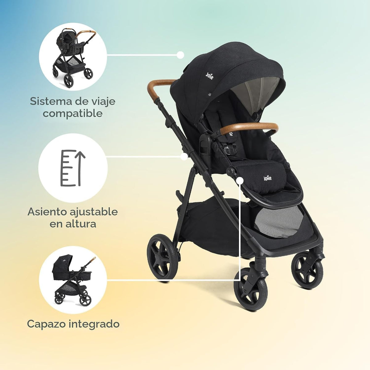 Joie Baby Ginger - Cochecito convertible 4 en 1, ruedas todo terren...