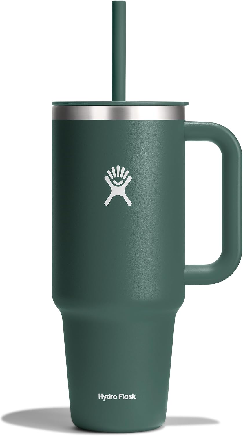 Hydro Flask Vaso de viaje de 40 onzas con asa, tapa y pajita - Acer...