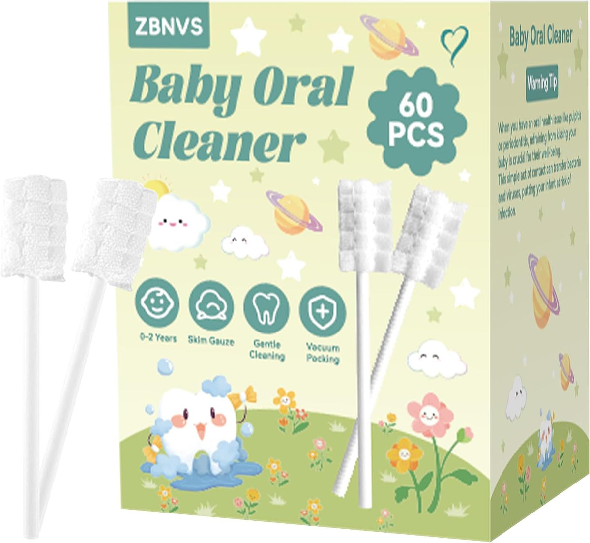 Foily Paquete de 60 gasas limpiadoras de lengua para bebés, cuidado...