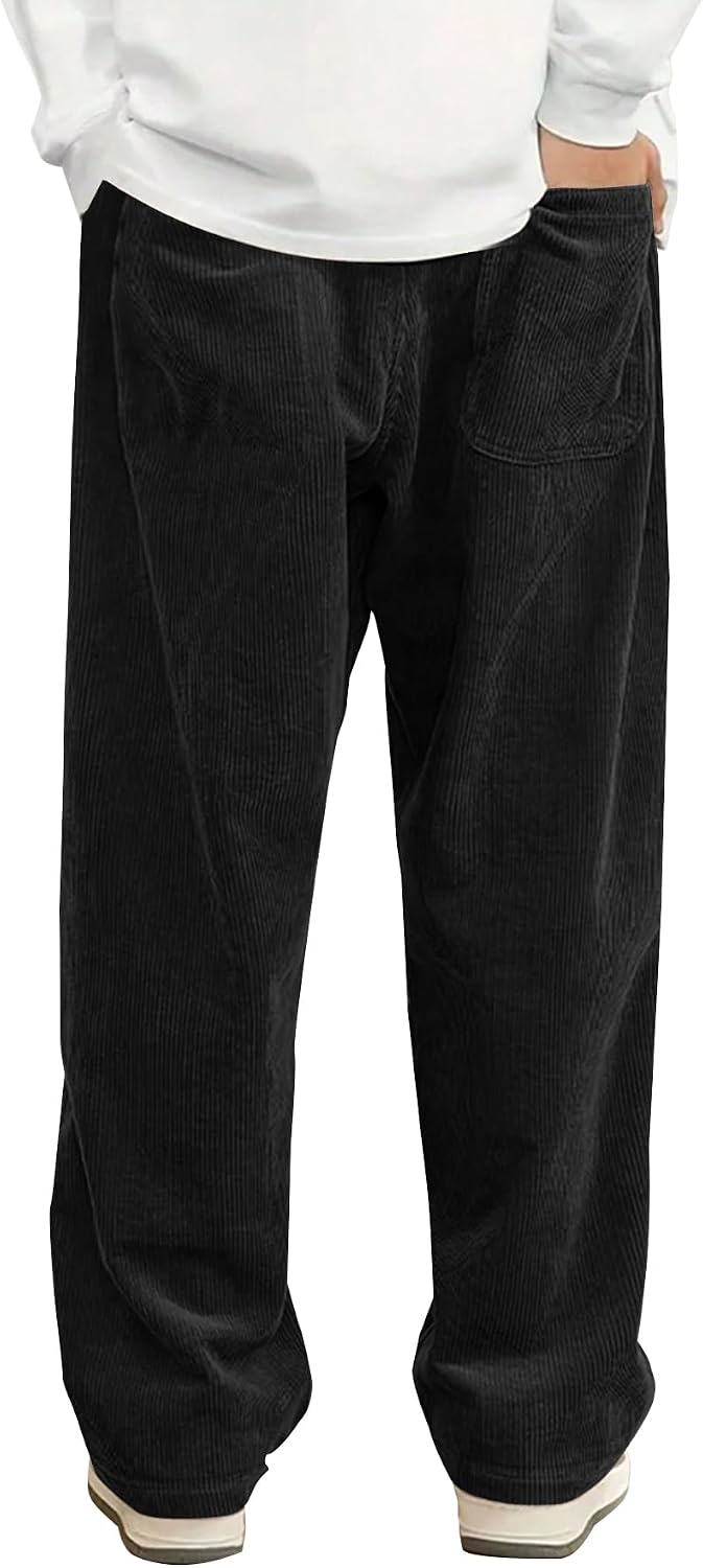Hidkat Pantalones de corduroy casual para hombre, pantalones de pie...