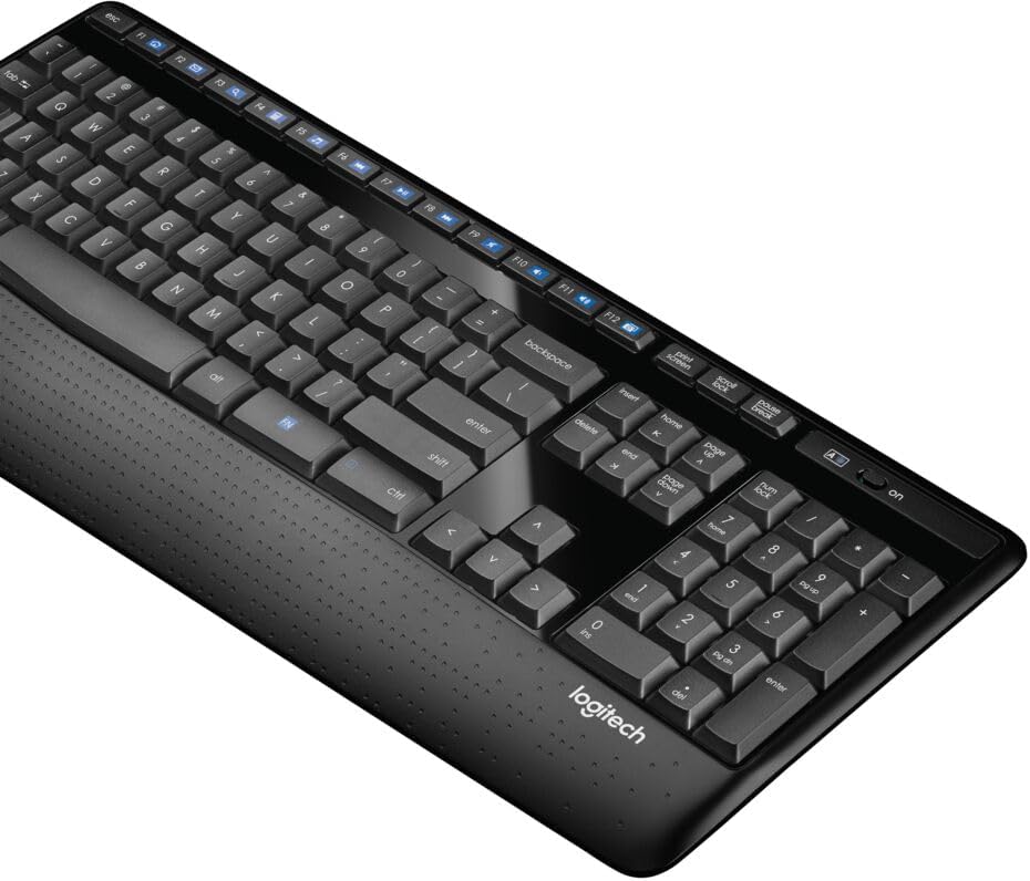 Logitech Teclado inalámbrico de tamaño completo K345 con reposamano...