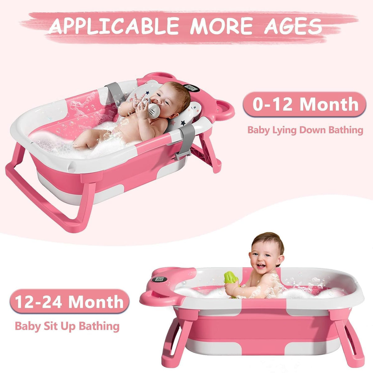 MoreFeel Bañera plegable para bebé recién nacido con termómetro y 1...