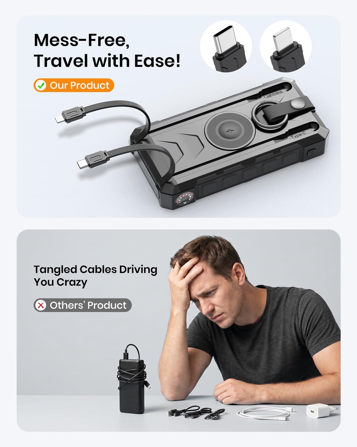 SOARAISE 50000mAh 22.5W Cargador portátil inalámbrico del banco de...