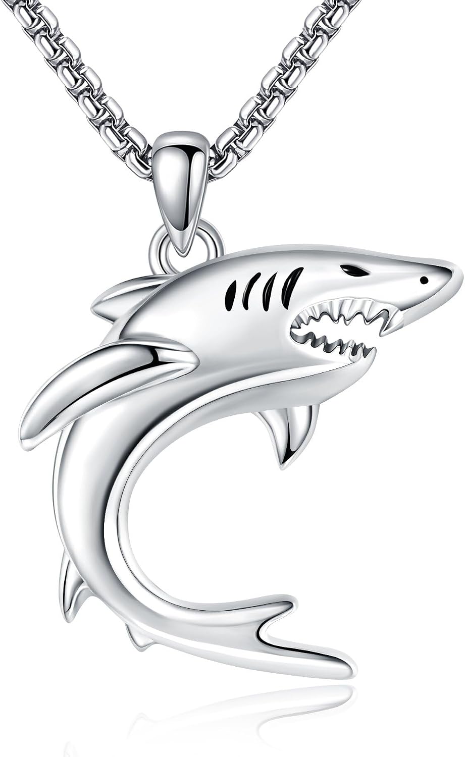 AXOMY Collar de plata de ley 925 con dije de tiburón oceánico, joye...