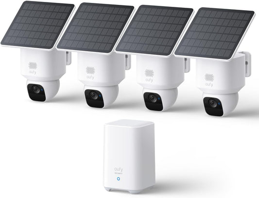 eufy Security SoloCam E30, kit de 4 cámaras, cámara de seguridad so...