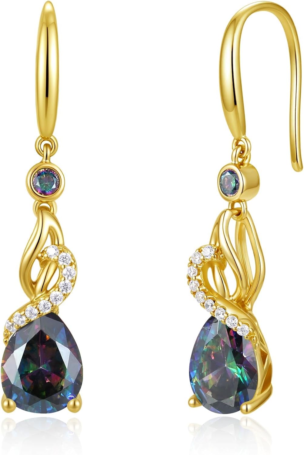 FANCIME Pendientes colgantes con piedra natal de pera para mujer de...