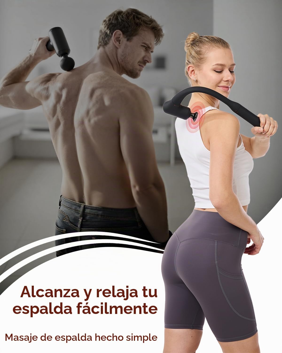 Pistola de masaje desmontable 2 en 1 con calor, masajeador muscular...