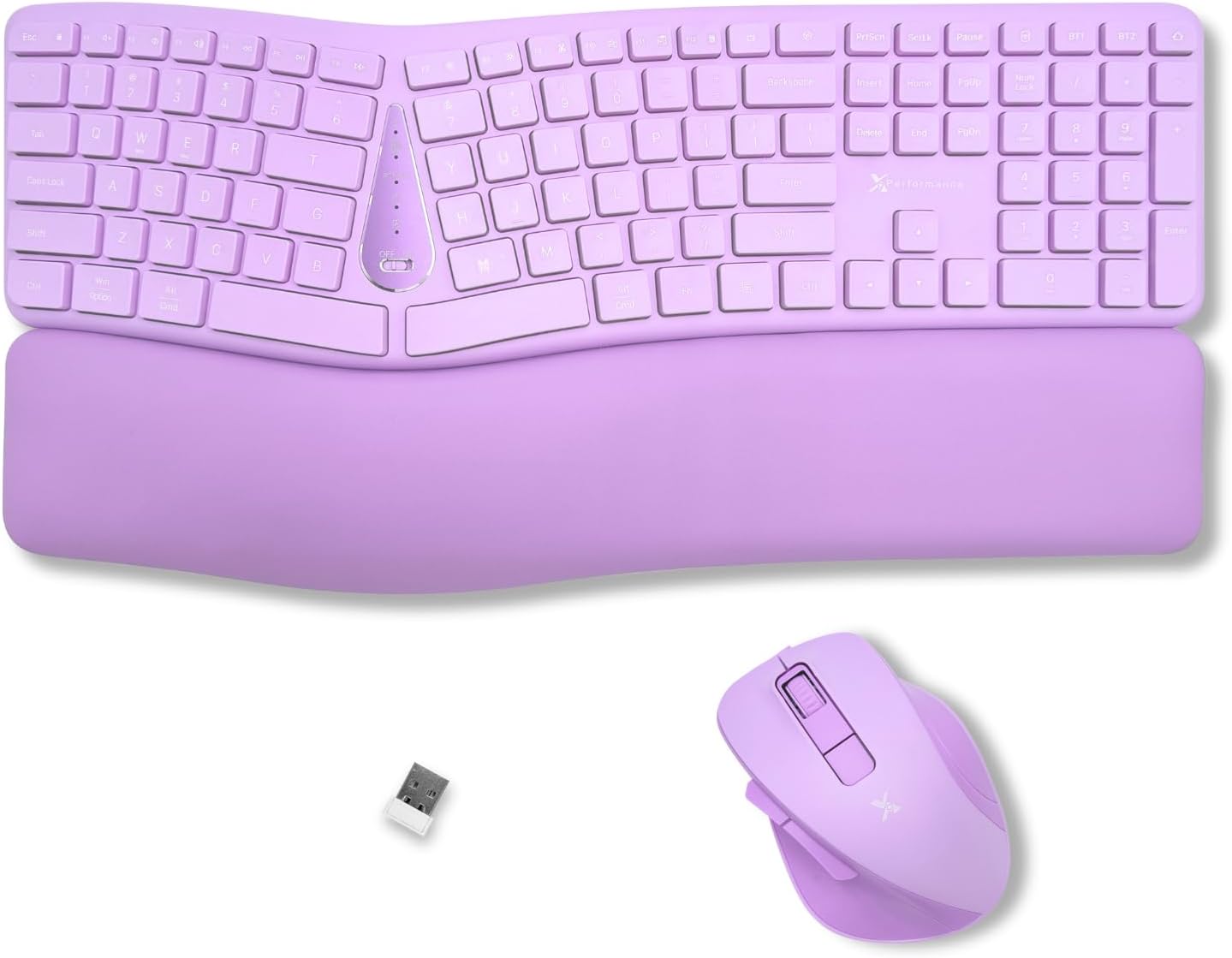 X9 Combo inalámbrico de teclado y ratón ergonómico púrpura - Escrib...