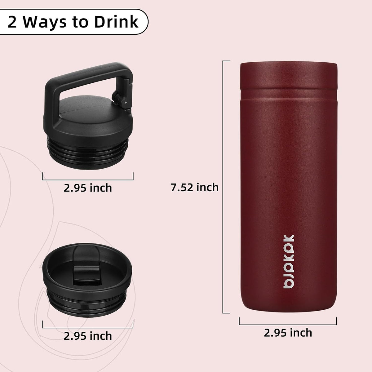 BJPKPK Botella de Agua Aislada con 2 Tapas, 20 oz Vaso Térmico de A...