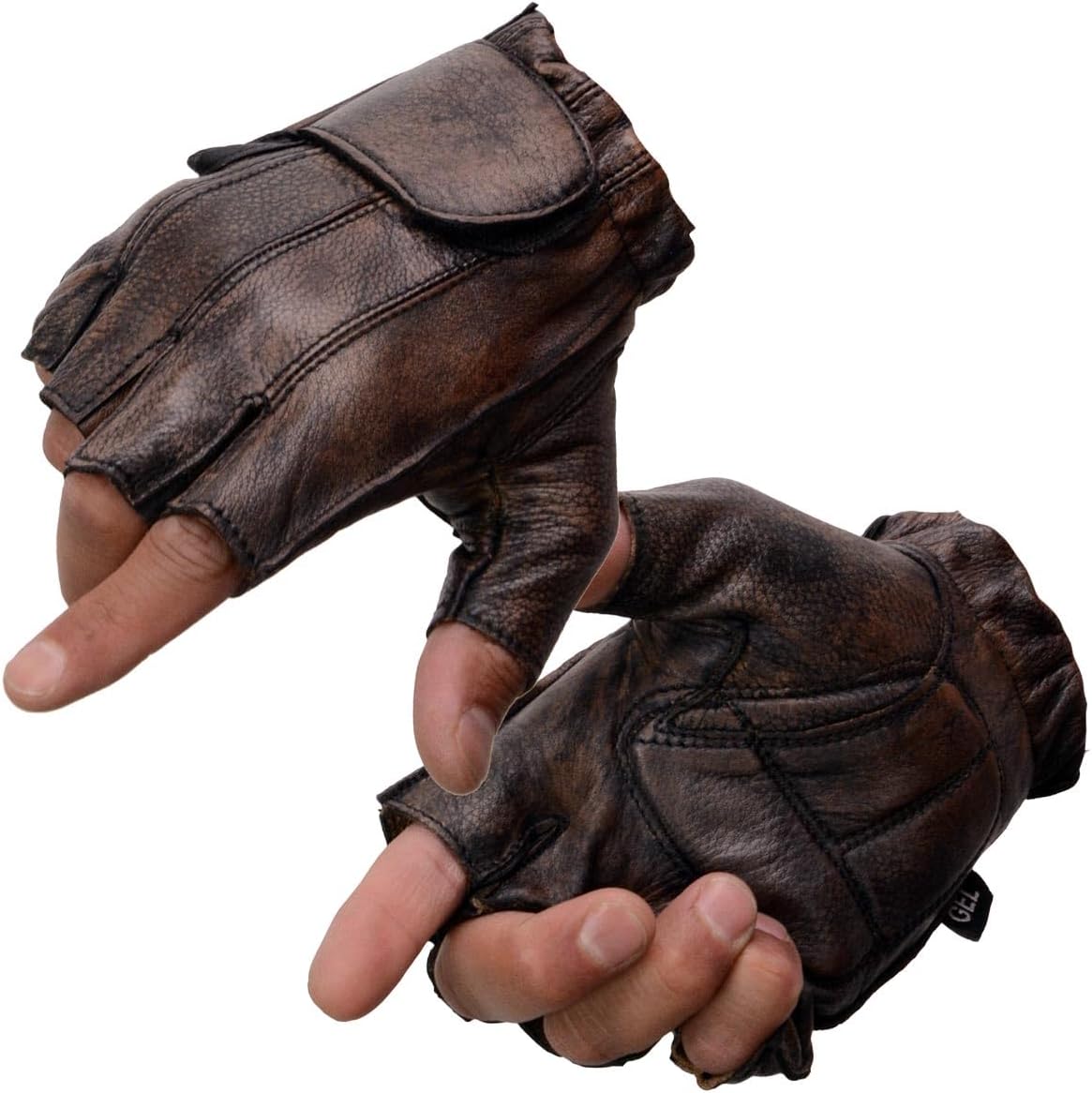 Milwaukee Leather MG7561 - Guantes de piel sin dedos para hombre, c...