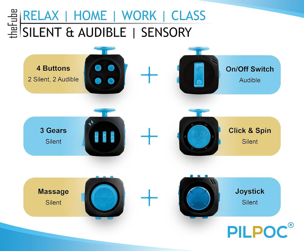 PILPOC theFube Fidget Cube, cubo infinito de 6 lados para aliviar e...