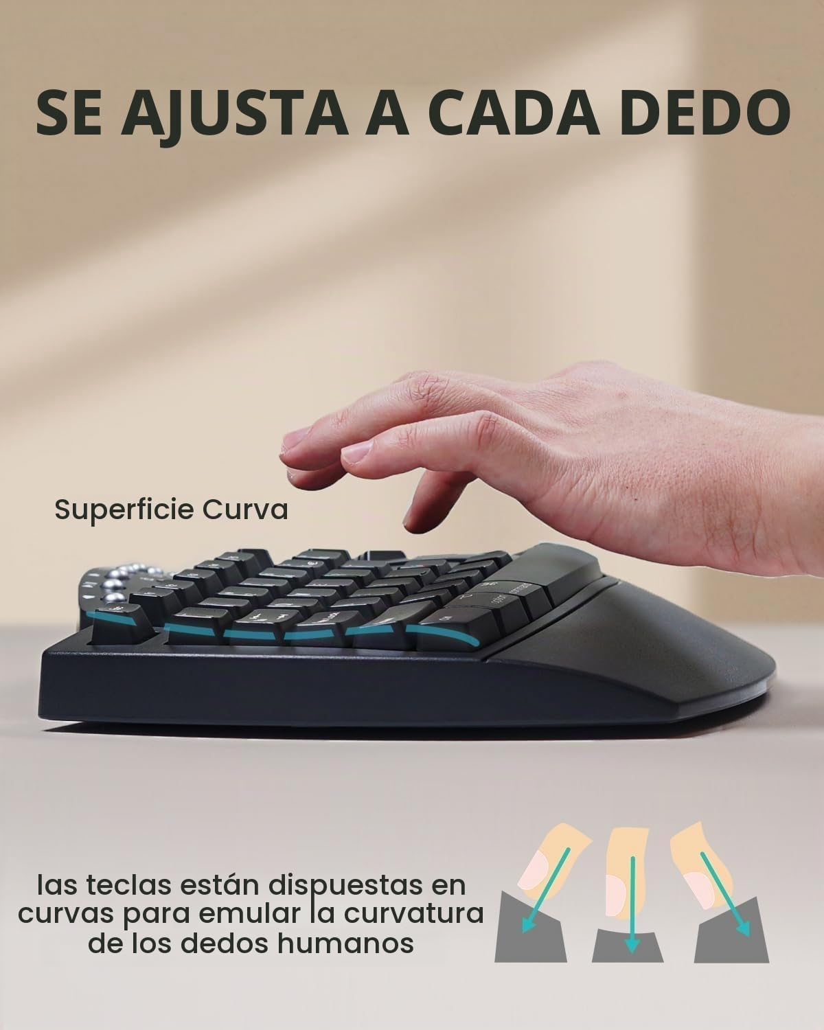 Perixx PERIBOARD-512B - Teclado ergonómico con cable, teclado divid...