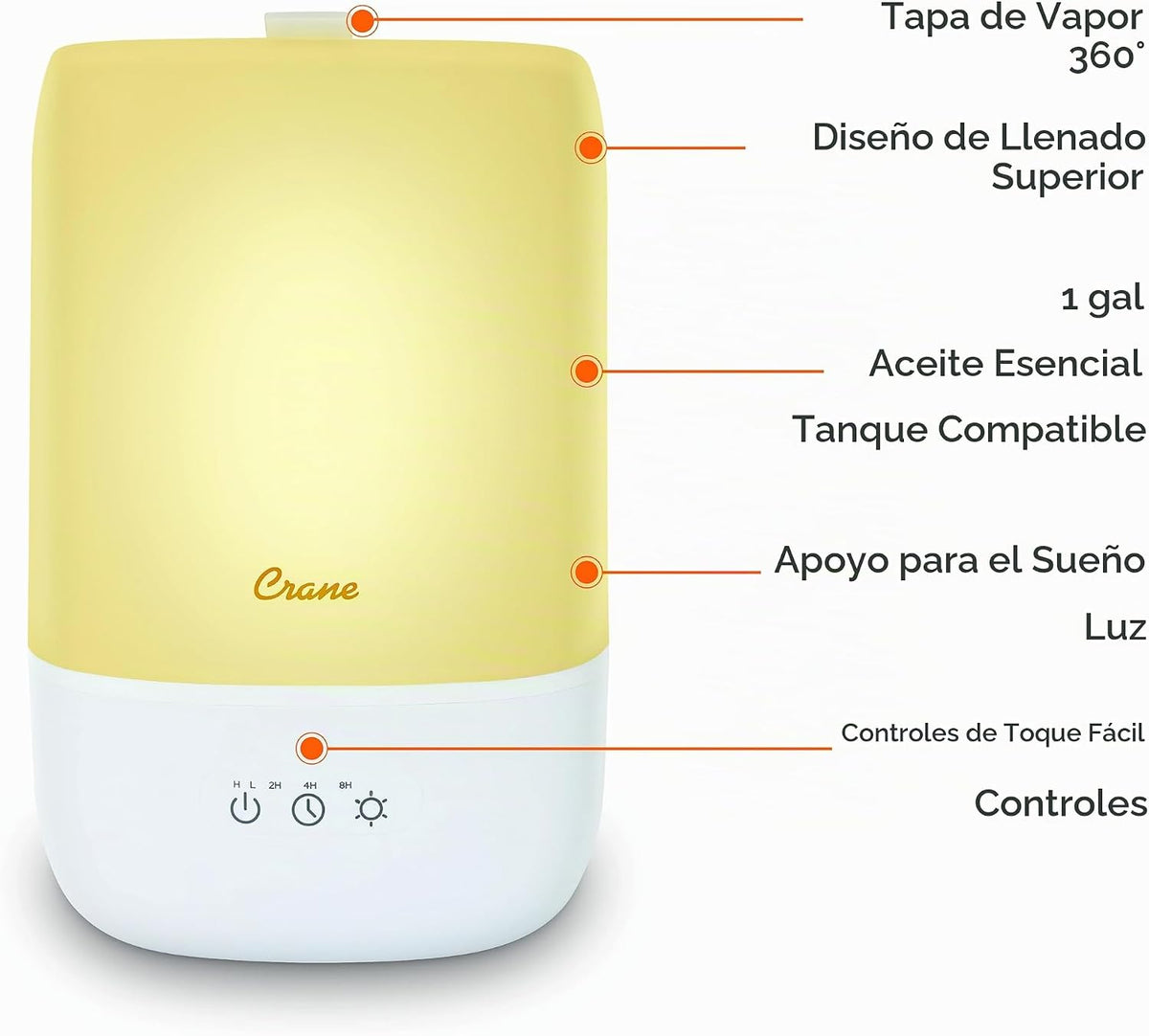 Crane - Humidificador ultrasilencioso 3 en 1 para bebé con bandeja...