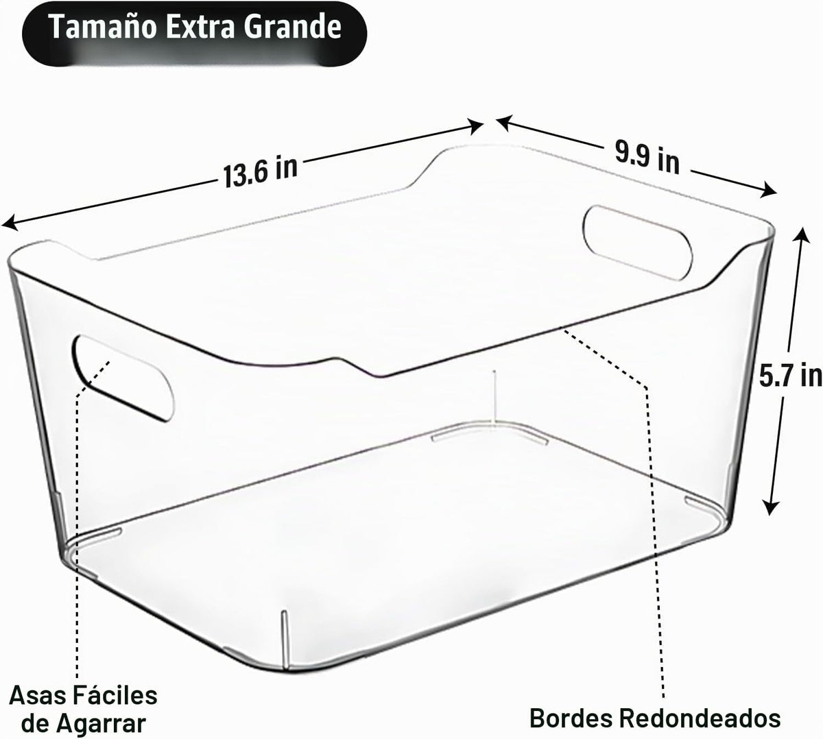 Cubos de almacenamiento de plástico transparentes extra grandes, or...