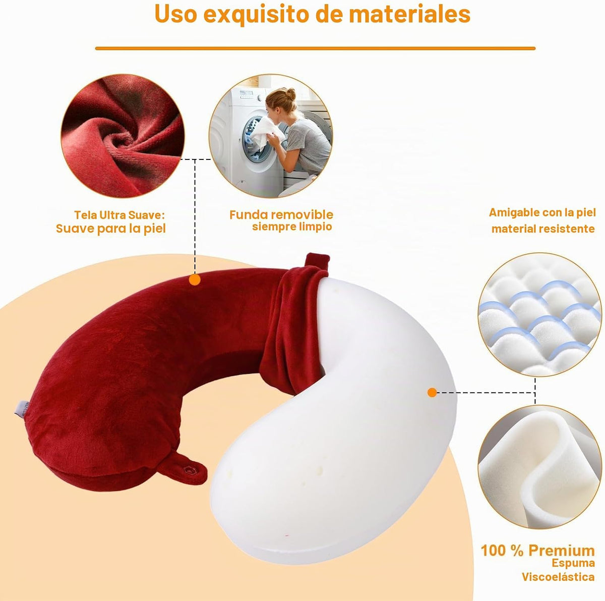Far win Almohada de viaje, almohada de cuello en forma de U 100% de...
