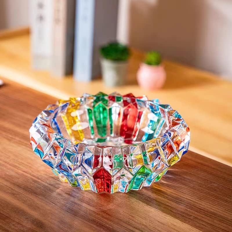 Cenicero colorido de cristal de 7 pulgadas, soporte para bandeja de...