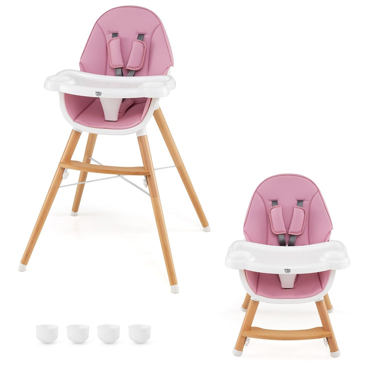 BABY JOY Silla alta para bebé, silla alta de madera para bebés y ni...