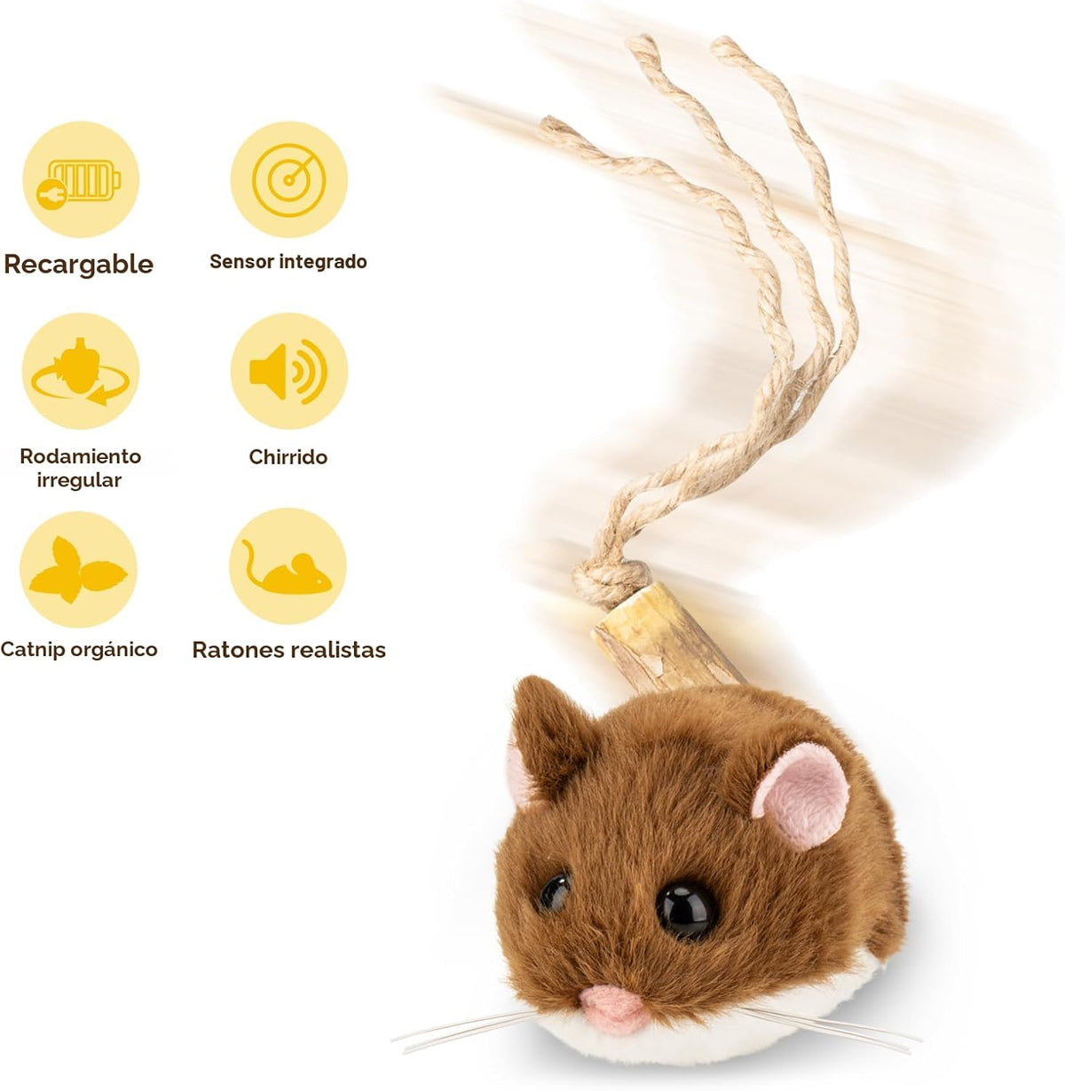 Migipaws MigiMouse - Juguete interactivo para gatos con giro de 360...