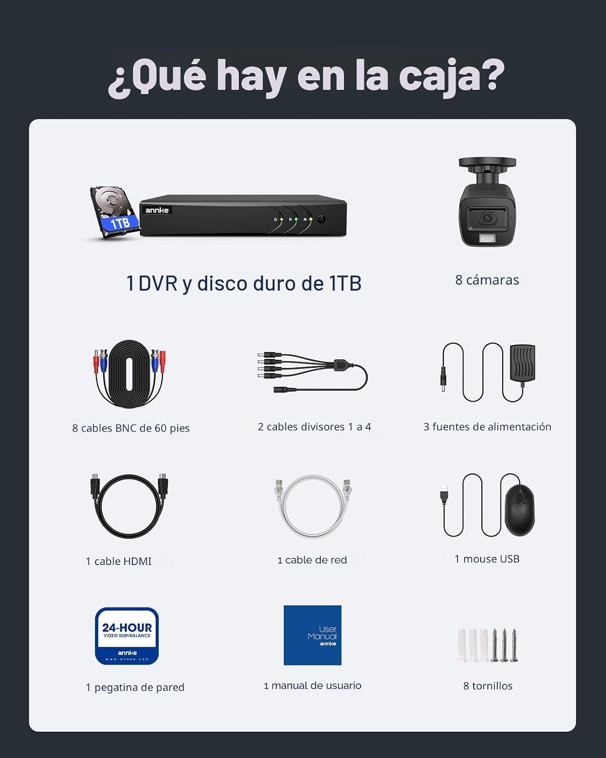 ANNKE Sistema de cámara de seguridad con cable 3K Lite para exterio...