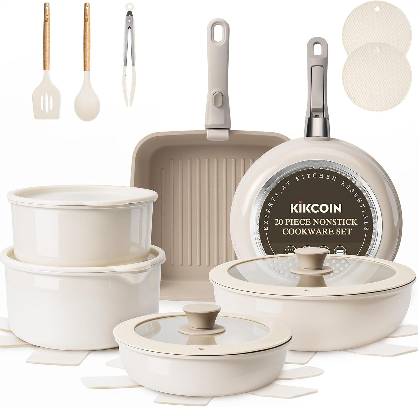 Juego de utensilios de cocina de cerámica KIKCOIN, juego de 22 piez...