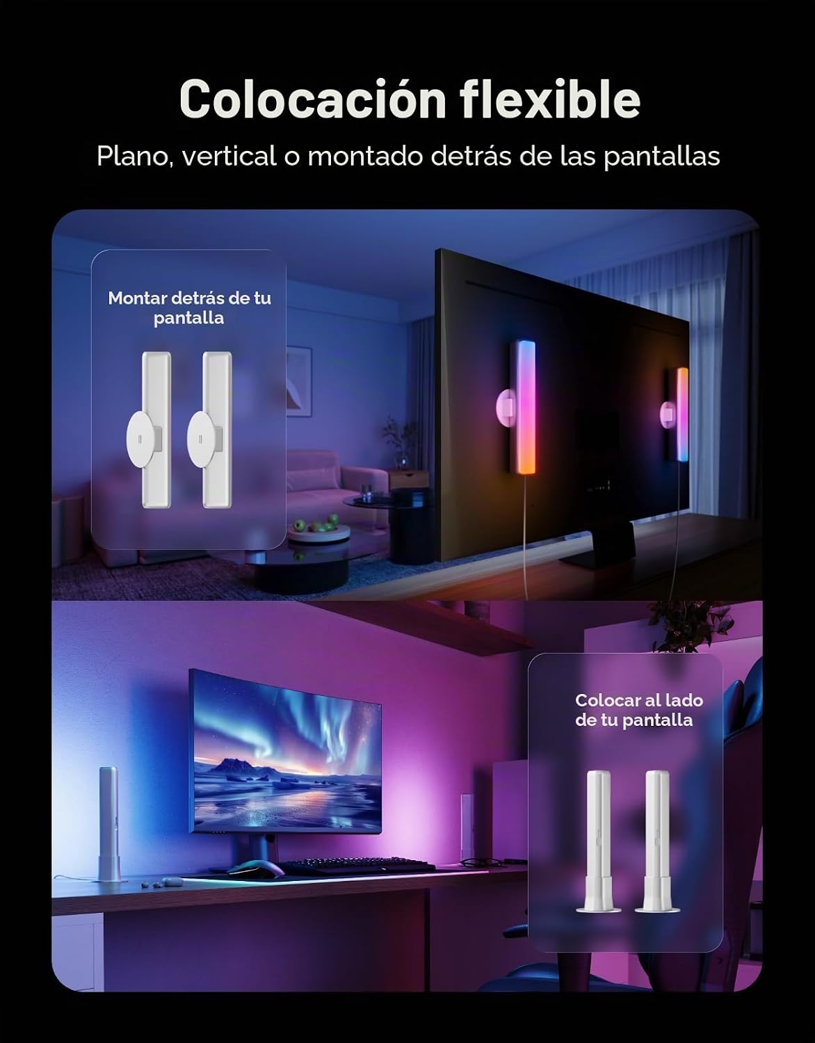 Govee Barra de luz LED inteligente, luces de TV WiFi RGBICWW compat...