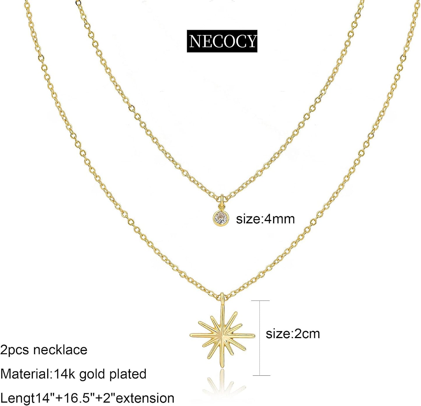 NECOCY - Collares delicados chapados en oro de 14k\/plata con circo...