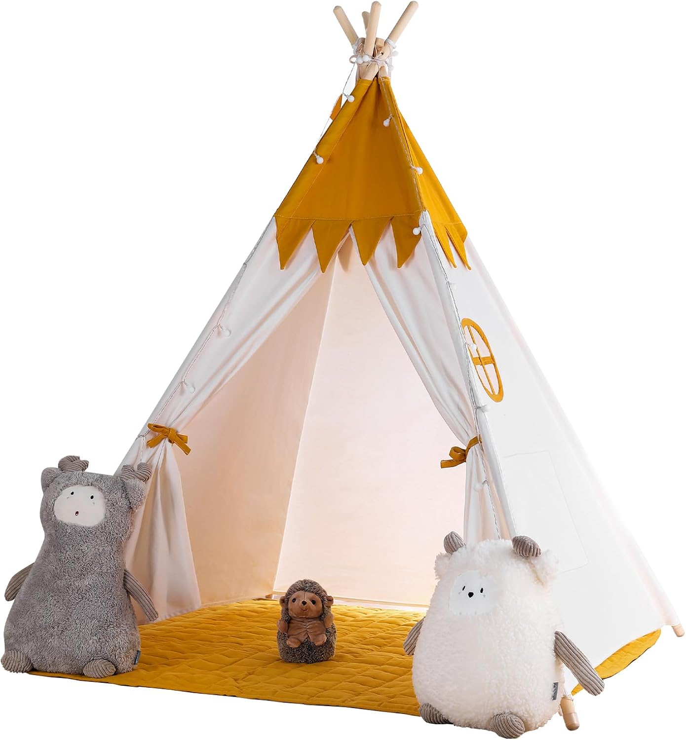 besrey Tienda de campaña tipi para niños con luz y alfombrilla, tie...