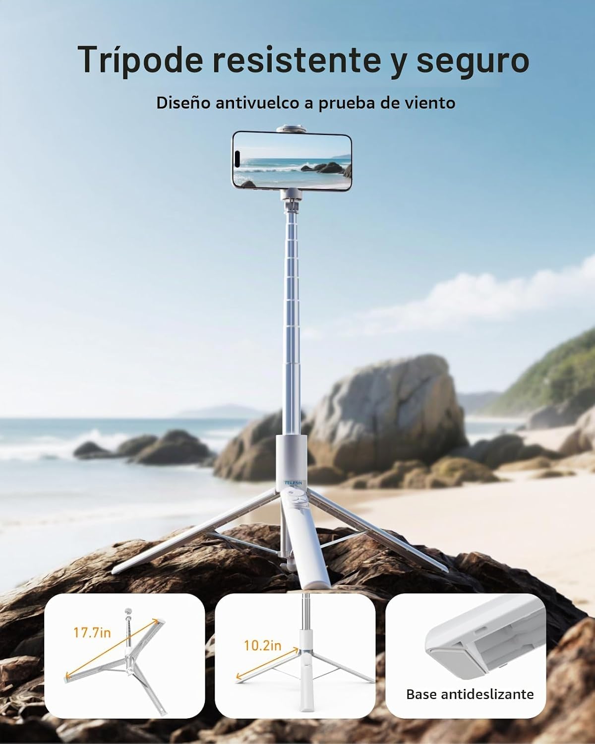 Trípode automático para iPhone, TELESIN Trípodes de teléfono de ape...