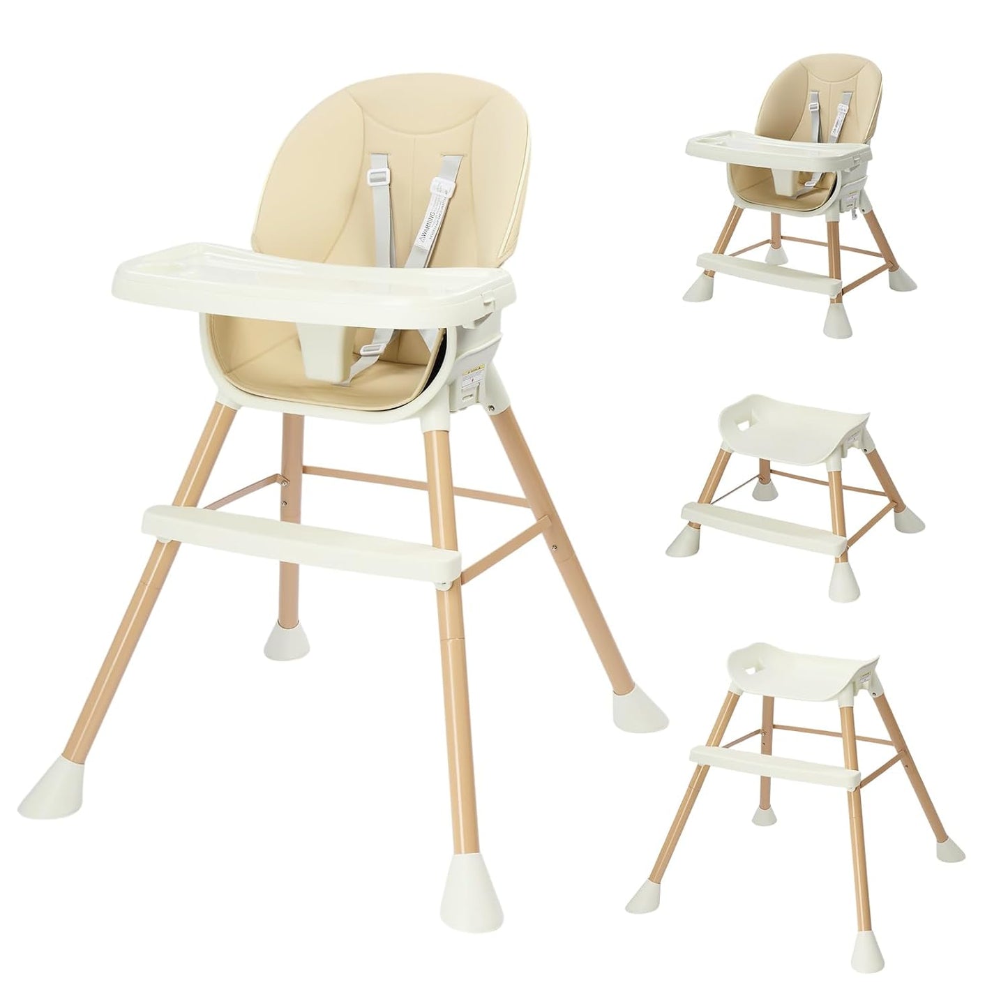 JOYMOR Silla alta convertible 5 en 1, silla alta para bebés y niños...