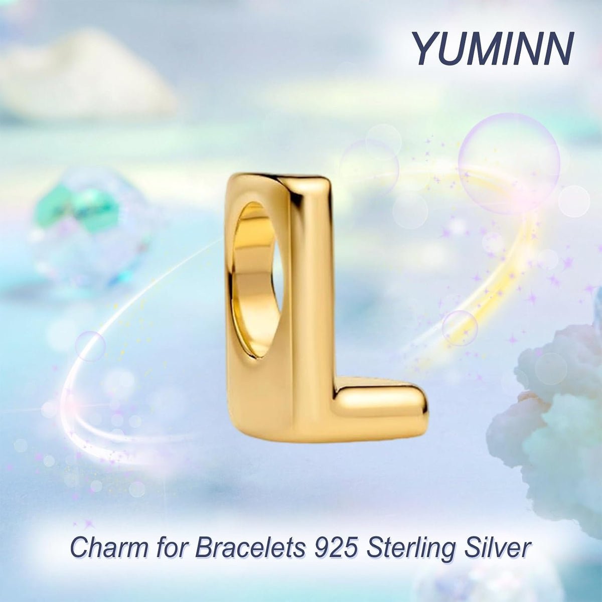 YUMINN Dijes dorados de la A a la Z para pulseras de plata esterlin...