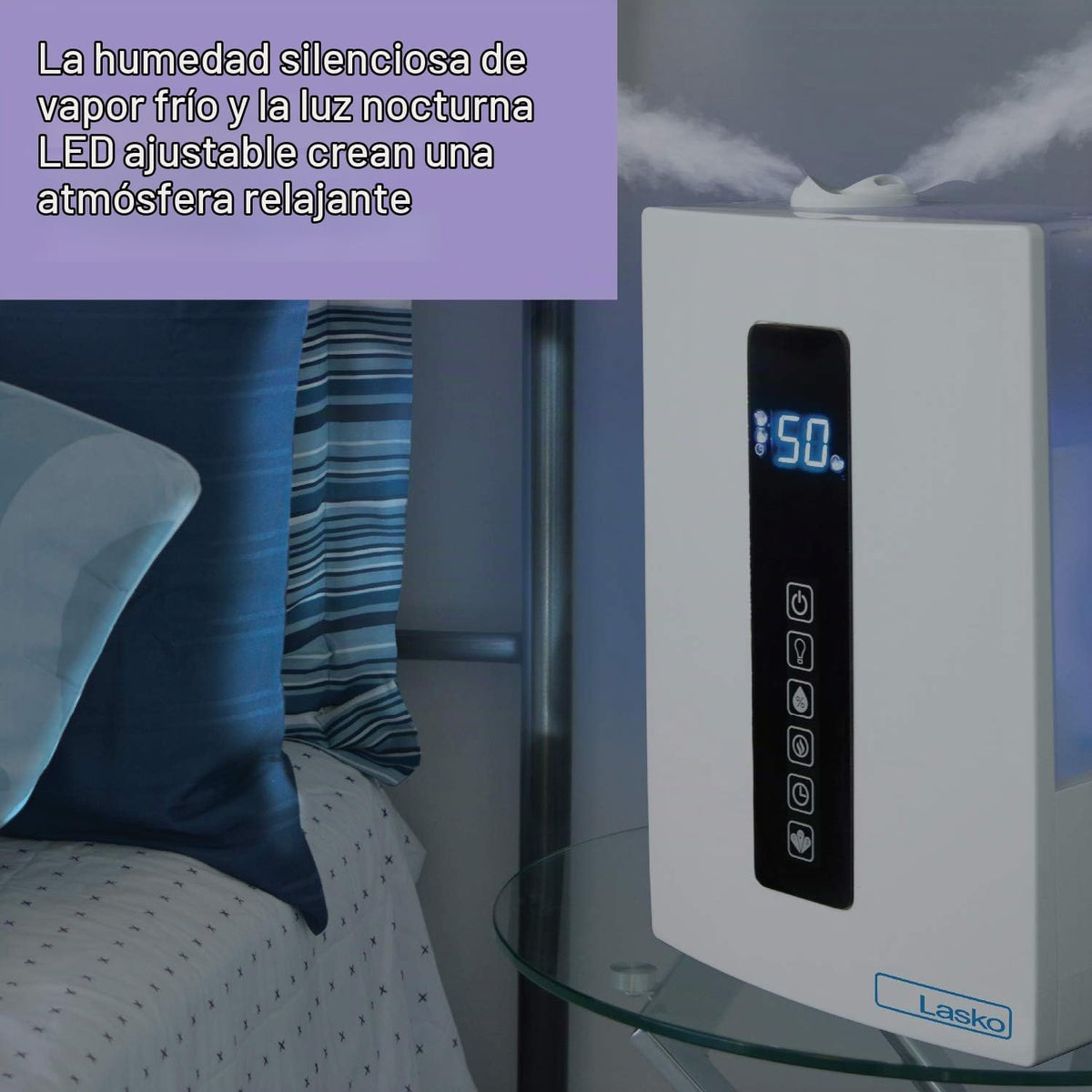 Lasko Humidificador de niebla caliente y fría UH300 con humidistato...