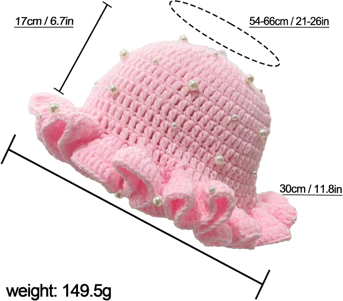 Hshsclth Sombrero de ganchillo de perlas estrelladas para mujer, he...