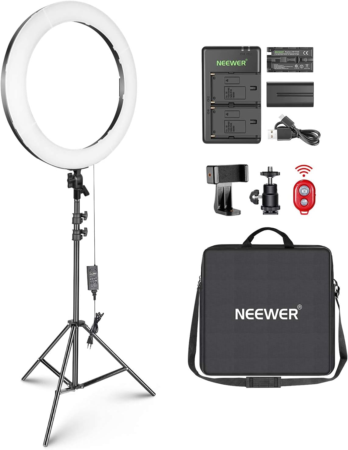NEEWER - Kit de luz en forma de anillo LED de 20 pulgadas con sopor...