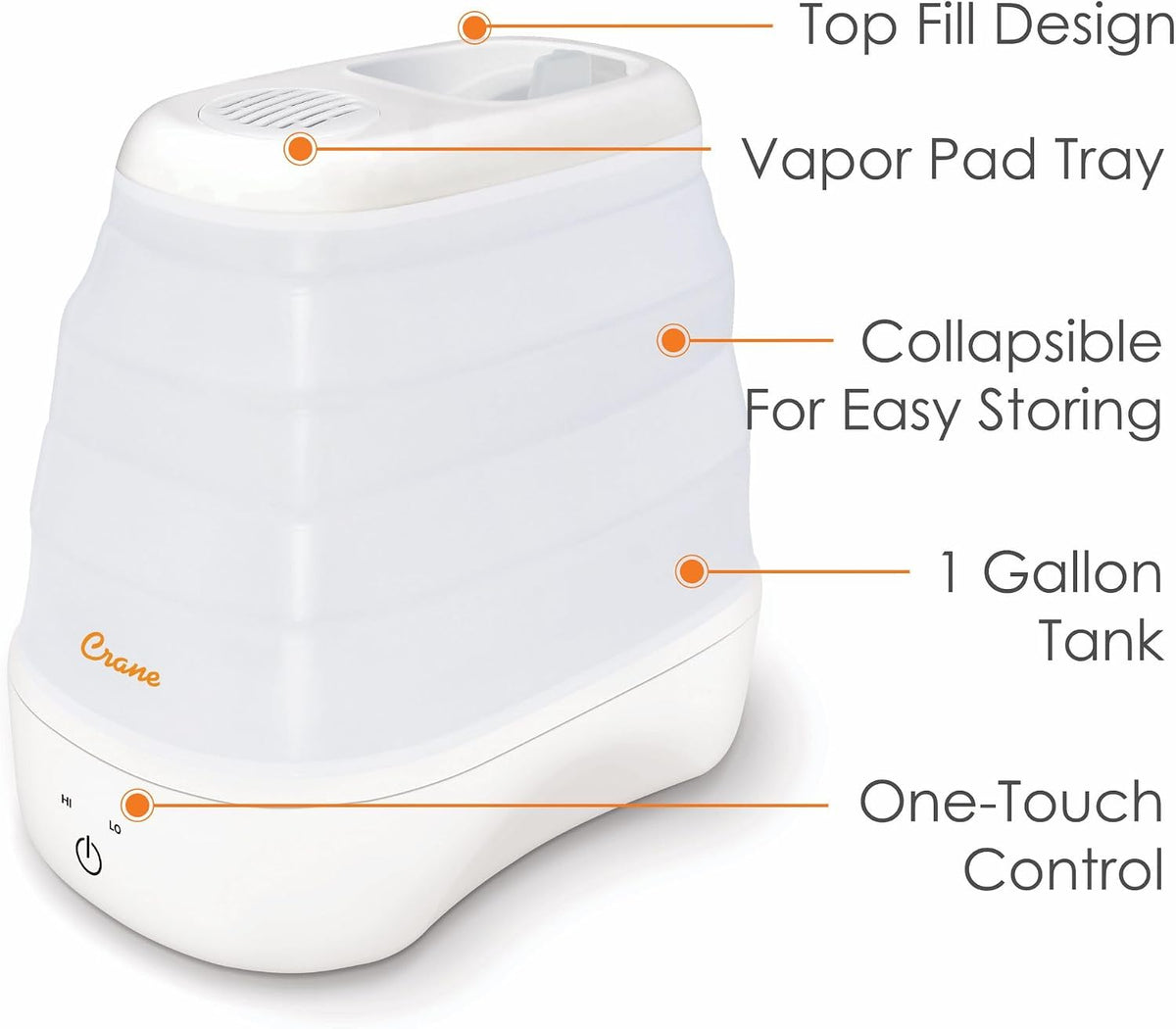 Humidificador plegable de niebla cálida, blanco, relleno superior,...