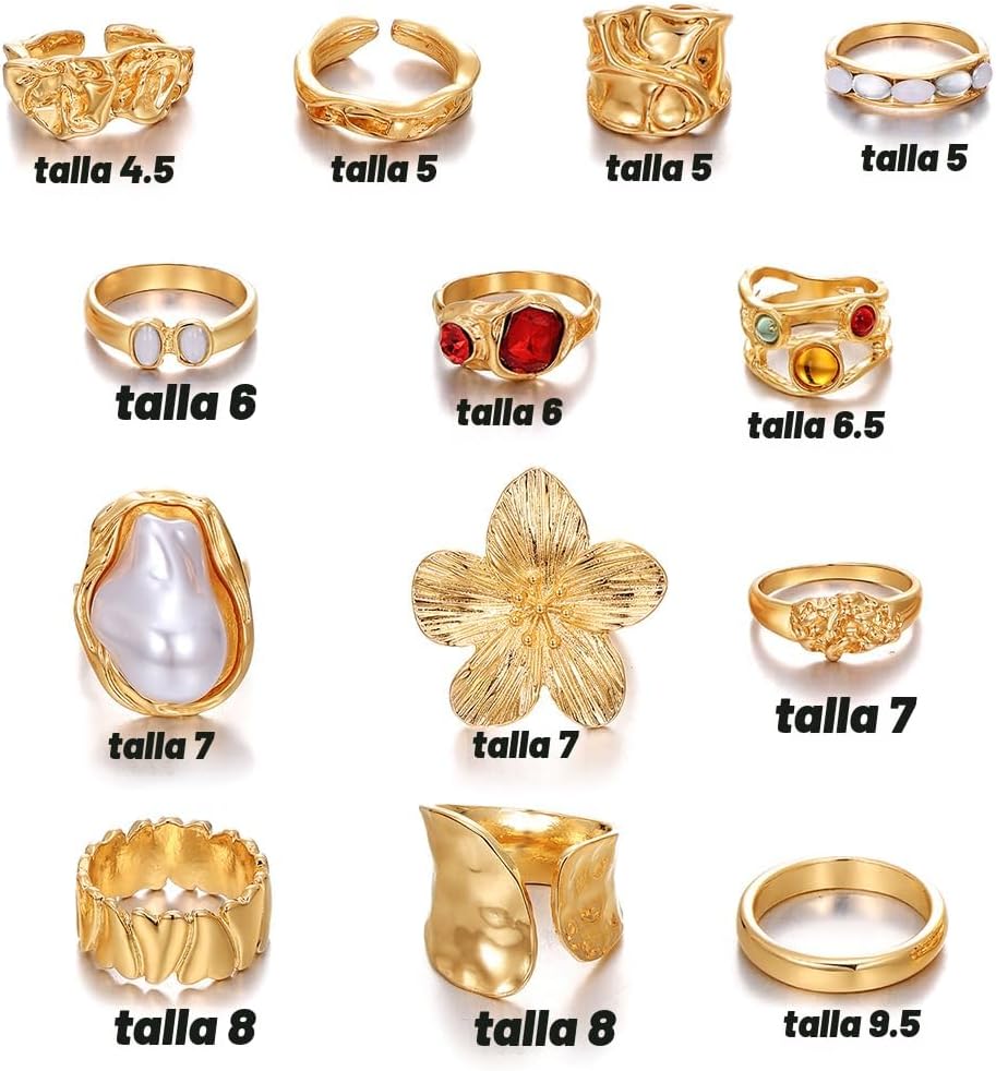 KISS WIFE Anillos apilables de oro para mujer, delicado juego de an...